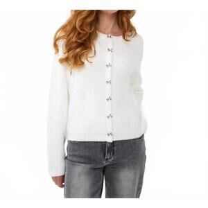 NEW ESQUALO bow buttons sweater in off white
